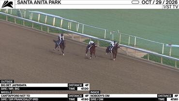 Big Bet Jafinsafa (Outside), Can'tafford Not To (Middle) and Nobody's Om Worked 4 Furlongs at Santa Anita Park on October 29th, 2026