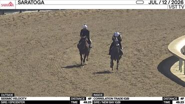 Seismic Velocity (Outside) and Correlation Trade Worked 4 Furlongs in 49.23 at Saratoga on July 12th, 2026