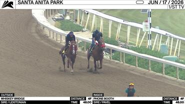 Whiskey Bridge (Outside) and Phone Booth Worked 4 Furlongs in 48.00 at Santa Anita Park on June 17th, 2026