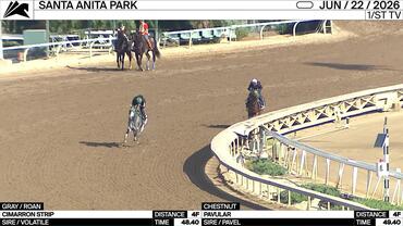 Cimarron Strip (Gray) and Pavular Worked 4 Furlongs at Santa Anita Park on June 22nd, 2026