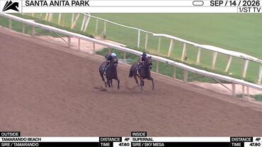 Tamarando Beach (Outside) and Supernal Worked 4 Furlongs at Santa Anita Park on September 14th, 2026