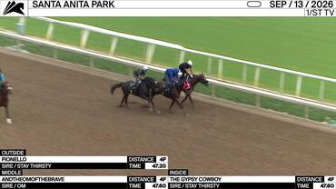 Fionello (Outside), Andtheomofthebrave (Middle) and The Gypsy Cowboy Worked 4 Furlongs at Santa Anita Park on September 13th, 2026
