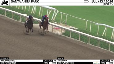 Imnosurething (Outside) and Miss Kona Worked 4 Furlongs in 49.40 at Santa Anita Park on July 13th, 2026