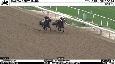 County Line Kid (Outside) and Tiz's Harbor Worked 4 Furlongs in 48.00 at Santa Anita Park on April 25th, 2026