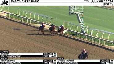 Druliner (Outside), Risky Pleasure (Middle) and Orange Thunder Worked 5 Furlongs in 1:01.00 at Santa Anita Park on July 6th, 2026