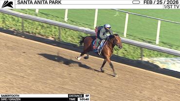 Sabertooth Worked 5 Furlongs in 1:01.40 at Santa Anita Park on February 25th, 2026