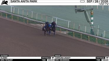 Klaebo (Outside) and Carolina Legacy Worked 5 Furlongs in 1:02.00 at Santa Anita Park on September 26th, 2026