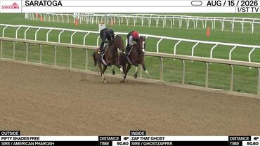 Fifty Shades Free (Outside) and Zap That Ghost Worked 4 Furlongs in 50.60 at Saratoga on August 15th, 2026