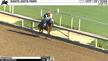 Romanticon Worked 5 Furlongs in 1:02.00 at Santa Anita Park on October 7th, 2026