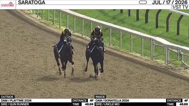 An Unnamed Horse out of the Dam Playtime (Outside) and an Unnamed Horse out of the Dam Donatella Worked 4 Furlongs in 48.88 at Saratoga on July 17th, 2026