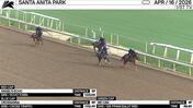Angel's Echo (Red Cap), Crossanna (Blue Cap) and We Can (Green Cap) Worked at Santa Anita Park on April 16th, 2026