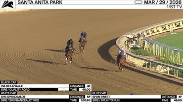 Via de La Valle (Black Cap), She Spendsalot (White Cap) and Spun Sweet Worked at Santa Anita Park on March 29th, 2026