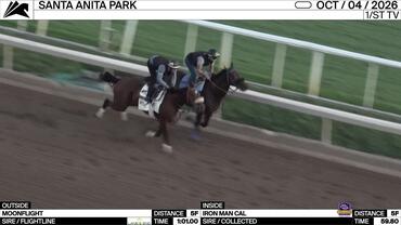 Moonflight (Outside) and Iron Man Cal Worked 5 Furlongs at Santa Anita Park on October 4th, 2026