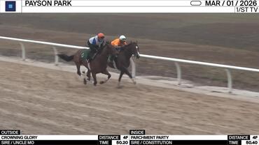 Crowning Glory (Outside) and Parchment Party Worked 4 Furlongs at Payson Park on March 1st, 2026