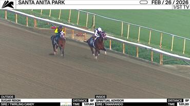 Sugar Reign (Outside) and Spiritual Advisor Worked 5 Furlongs at Santa Anita Park on February 26th, 2026