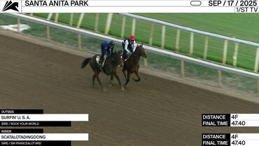 Surfin' U. S. A. (Outside) and Scatalotadingdong Worked 4 Furlongs in 47.40 at Santa Anita Park on September 17th,  2025