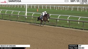 Beach of Dreams Worked 4 Furlongs in 50.90 at Saratoga on September 1st, 2025