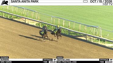 Bunners (Outside) and Sea's No Joke Worked 5 Furlongs in 1:00.20 at Santa Anita Park on October 15th, 2026