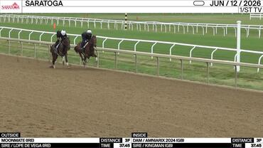 Moonmate (Outside) and an Unnamed Horse out of the Dam Amniarix Worked 3 Furlongs at Saratoga on June 12th, 2026