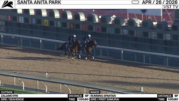 Zalamo (Outside) and Running Spartan Worked 5 Furlongs in 1:00.80 at Santa Anita Park on April 26th, 2026