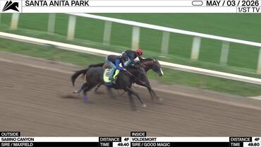 Sabino Canyon (Outside) and Voldemort Worked 4 Furlongs at Santa Anita Park on May 3rd, 2026