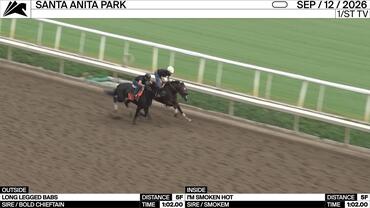 Long Legged Babs (Outside) and I'm Smoken Hot Worked 5 Furlongs in 1:02.00 at Santa Anita Park on September 12th, 2026