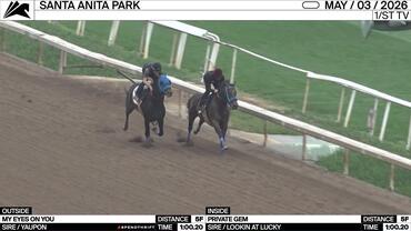 My Eyes On You (Outside) and Private Gem Worked 5 Furlongs in 1:00.20 at Santa Anita Park on May 3rd, 2026