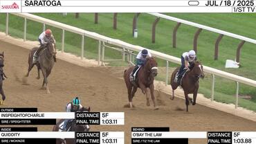 Inspeightofcharlie (Outside), Quiddity (Inside) and O'Bay the Law Worked 5 Furlongs at Saratoga on July 18th, 2025
