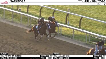 An Unnamed Horse out of the Dam White Hot (Outside) and an Unnamed Horse out of the Dam Allanah Worked 3 Furlongs at Saratoga on July 10th, 2026