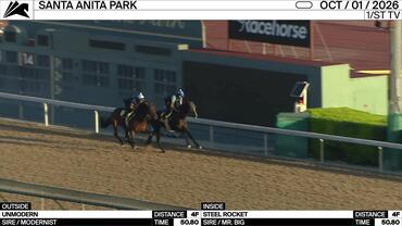 Unmodern (Outside) and Steel Rocket Worked 4 Furlongs in 50.80 at Santa Anita Park on October 1st, 2026