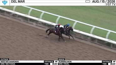 Need Mo Diamonds (Outside) and Running Iron Worked 4 Furlongs at Del Mar on August 15th, 2026