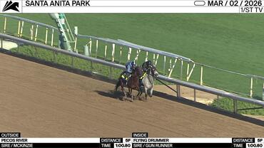 Pecos River (Outside) and Flying Drummer Worked 5 Furlongs in 1:00.80 at Santa Anita Park on March 2nd, 2026