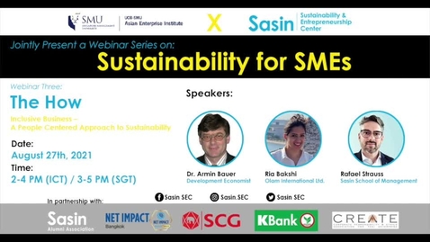 Thumbnail for SME Development Series_Webinar on 27 August 2021 | UOB-SMU AEI x Sasin_Sustainability for SMEs - Webinar 3