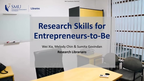 Thumbnail for entry Library Bite-sized Workshop: Research for Entrepreneurs to be