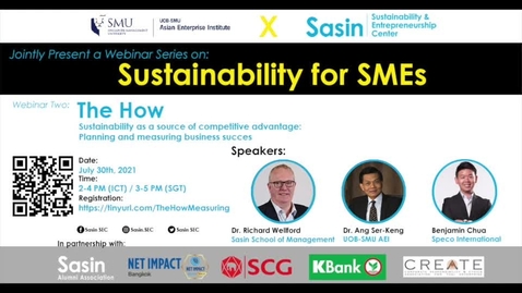 Thumbnail for SME Development Series_Webinar on 30 July 2021 | UOB-SMU AEI x Sasin_Sustainability for SMEs - Webinar 2