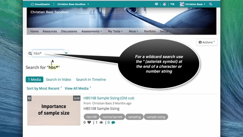 Thumbnail for entry CloudDeakin: using the clip Search and wildcard function in Media Gallery