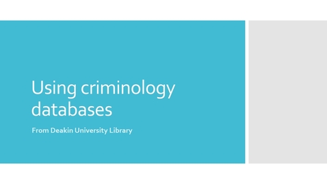 Thumbnail for entry Searching criminology databases