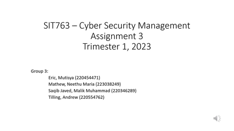 Thumbnail for entry SIT763 – Final Cyber Security Management Assignment 3