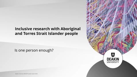 Thumbnail for entry Inclusive research with Aboriginal and Torres Strait Islander people