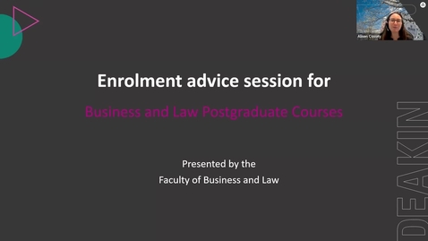 Thumbnail for entry Business and Law Postgraduate enrolment information session held 17 February