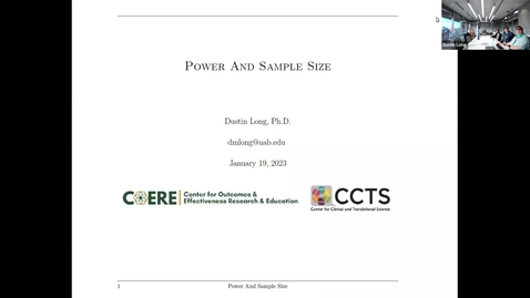 Thumbnail for “Biostats 2: Power &amp; Sample Size” presented by Dustin Long, PhD