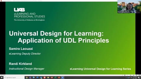 Thumbnail for entry UDL: Application of Universal Design for Learning Principles