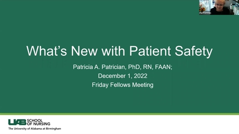 Thumbnail for entry &quot;Patient Safety&quot; presented by Patricia Patrician PhD, RN, FAAN