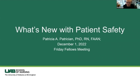 Thumbnail for &quot;Patient Safety&quot; presented by Patricia Patrician PhD, RN, FAAN