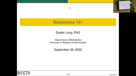 Thumbnail for entry &quot;Biostats 1: Study Design&quot; presented by Dustin Long, PhD