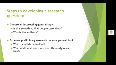 Thumbnail for entry Developing Your Research Question