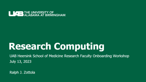 Thumbnail for entry HSOM Research Onboarding- Research Computing