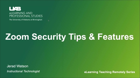 Thumbnail for UAB eLearning Zoom Security