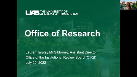 Thumbnail for entry 2022 Institutional Review Board- Lauren Tarpley-McGibboney- Session 2