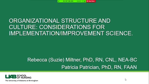 Thumbnail for entry Organizational Structure &amp; Culture for Implementation/Improvement Science